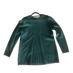 Soft Surroundings Sz XL Sydney Sweater Olive Green Heather Wool Blend Cable Knit